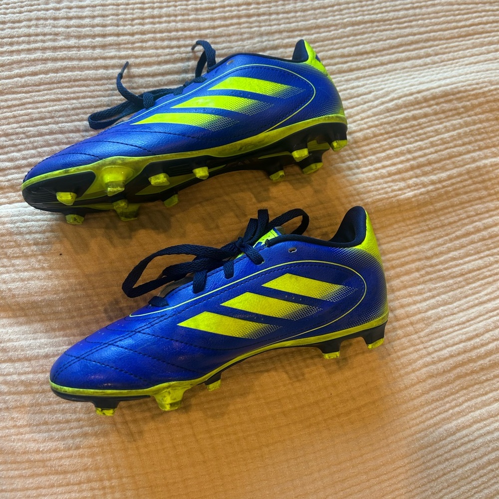 Adidas Kids Blue and Yellow Soccer Sneakers